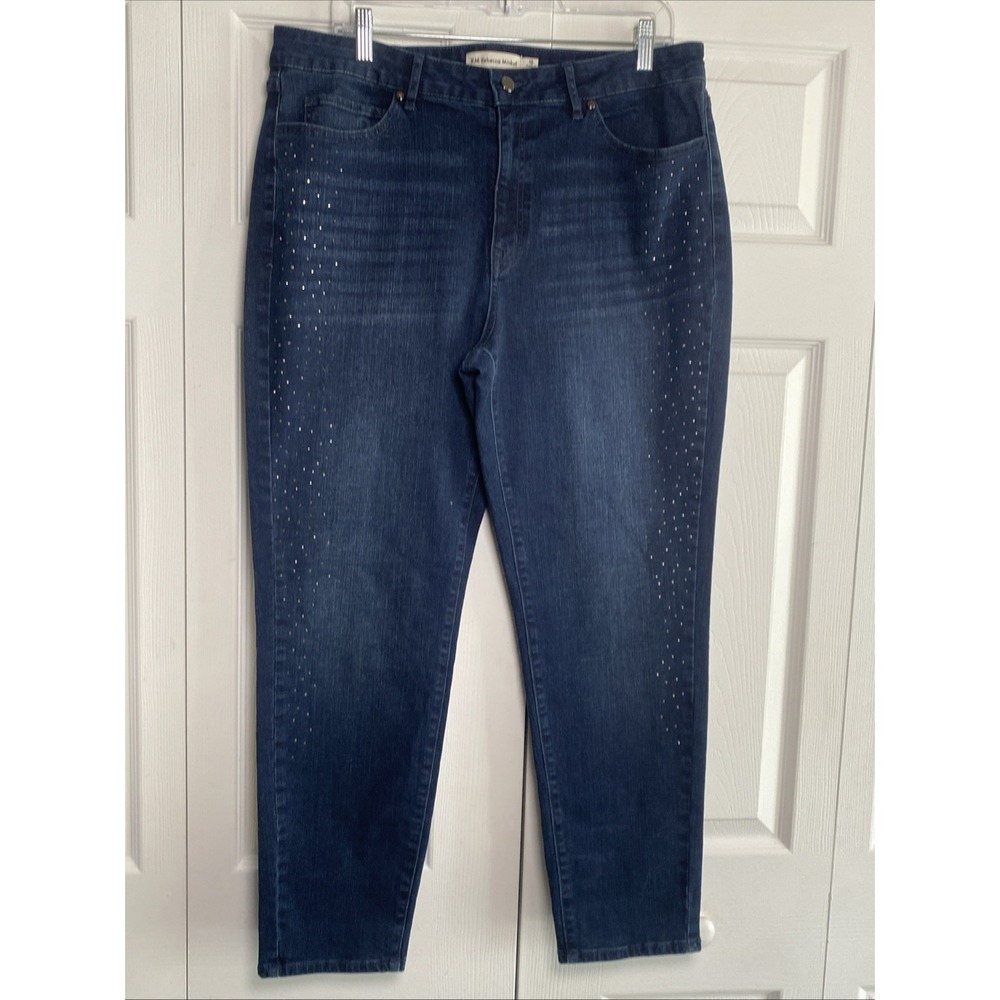 Rebecca Minkoff Womens 16 Dark Wash‎ Straight Leg Denim Jeans Bedazzle